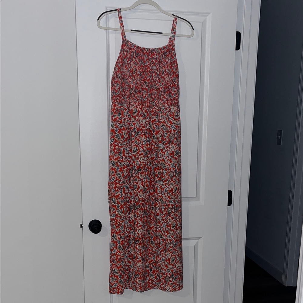 Old Navy Floral Red Orange and White Maxi Dress